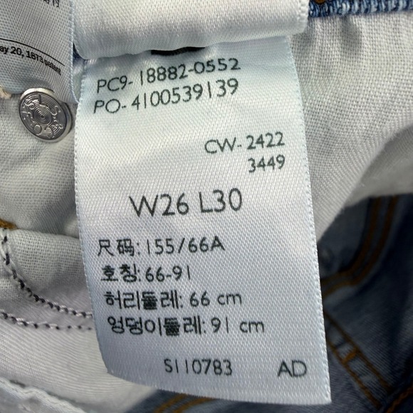Levis Jeans Womens 2‎ Medium 26x30 (Fit 26x27) 721 High Rise Skinny Distressed - Picture 8 of 16